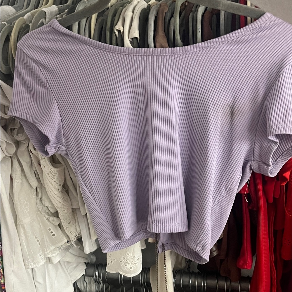 Derek Heart Lilac Ribbed Crop Top